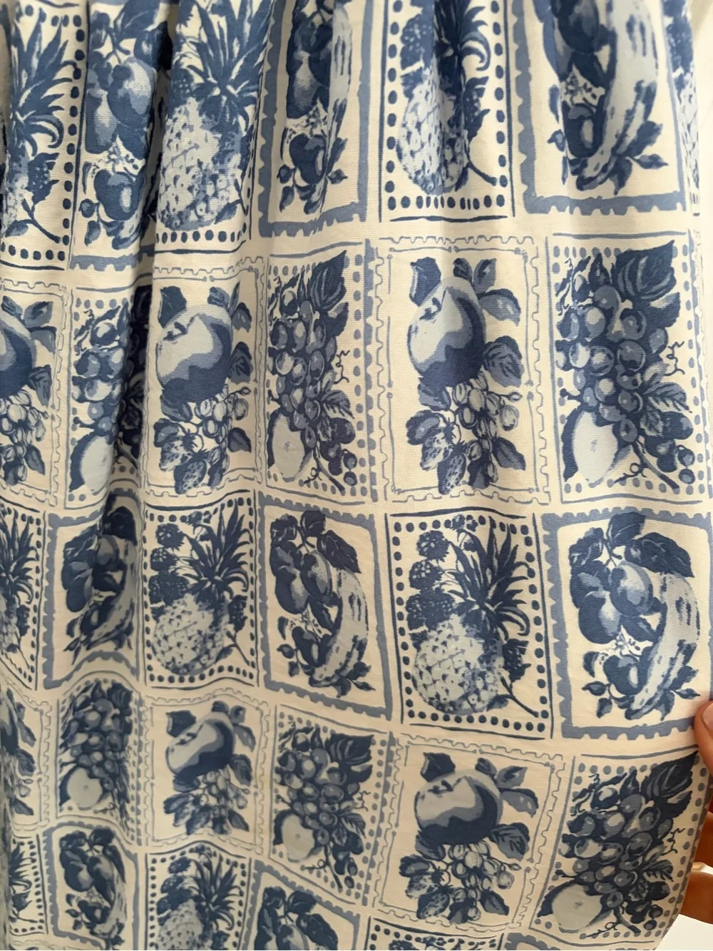 Abercrombie & Fitch White Maxi Dress with Blue Tile Floral Print